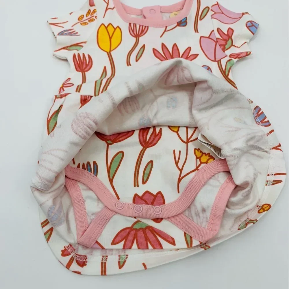 Monica & Andy | NWT | Floral Kids Dress in Pink and Yellow | 0-3 months